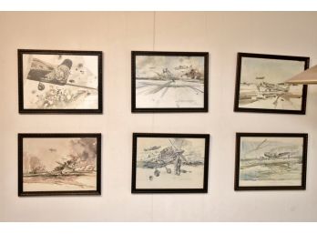 Collection Of WWII Signed Watercolor Framed Paintings