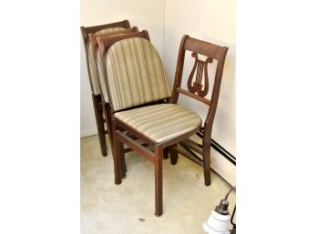 4 Vintage Wooden Harp Back Folding Chairs