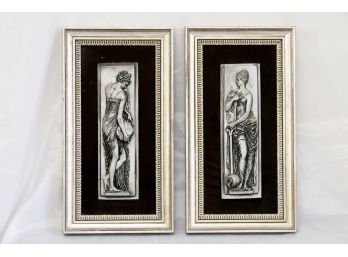 Pair Of Greek Goddess Raised Panel Framed Art 9 X 19