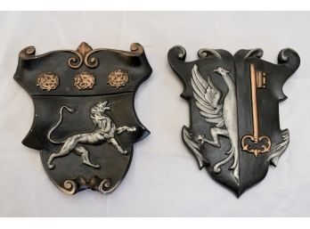 Pair Of Ceramic Wall Hanging Family Crests