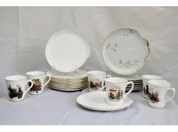 Antique Staffordshire Luncheon Plates And Cups