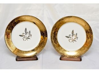 Pair Of Gold Rim Charger Plates