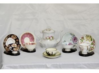Collection Of Vintage Porcelain Tea Cups And Saucers