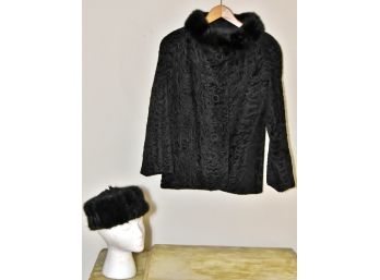 Gorgeous Vintage Mink And Persian Lamb Coat With Mink Hat Size Small