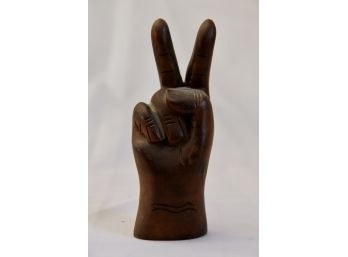 MCM Carved Ironwood Peace Sign Hand