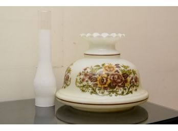 Large Painted Milk Glass Hurricane Lamp Shade And Chimney