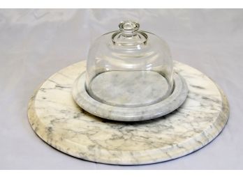 Marble Cover Cheese Platter With Additional Round Marble Base