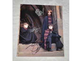 Daniel Radcliffe, Emma Watson And Rupert Grint Harry Potter Signed 8x10 Photograph With COA