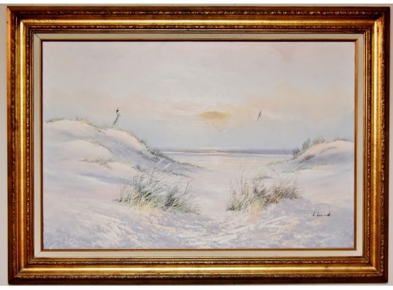 L. Keswick Oil Painting 'the Beach At Dusk' 44x31