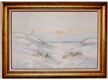 L. Keswick Oil Painting 'the Beach At Dusk' 44x31