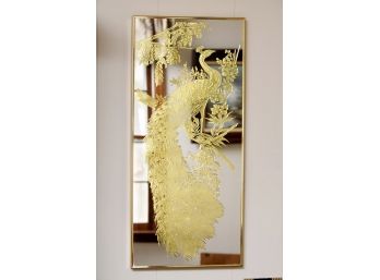 14x29 MCM Gold Leaf Peacock Picture Mirror