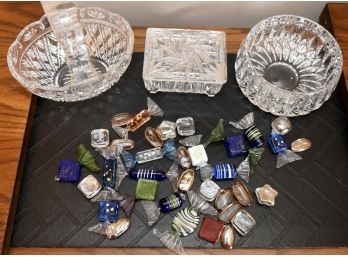 Crystal Candy Dishes With Glass Candy Pieces