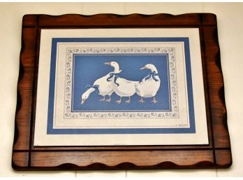 Vintage Oak Framed Duck Print 17x14
