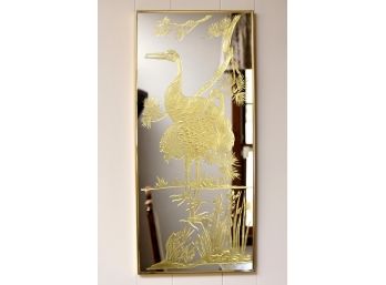 14x29 MCM Gold Leaf Crane Picture Mirror