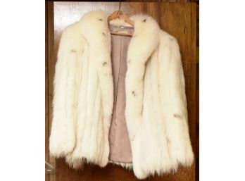 Stylish And Funky Womans White Fur Coat