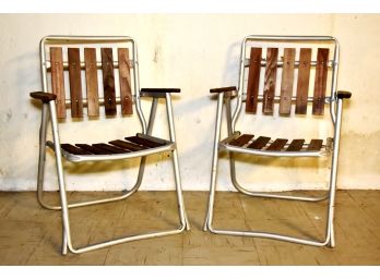 Pair Of Vintage Teak Folding Chairs