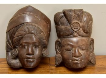 Pair Of Ceramic Tribal Heads