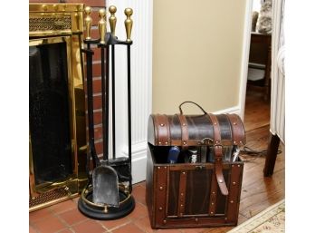 Brass Fireplace Tools With Fireplace Storage Box