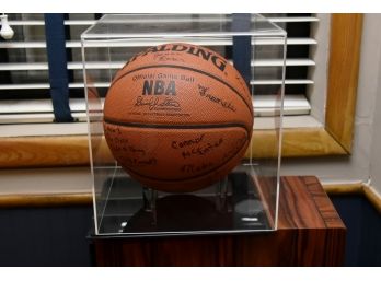 Signed Basketball In Acrylic Case- Signatures Unknown