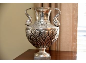 Asian Silver Fish Handled Embossed Urn