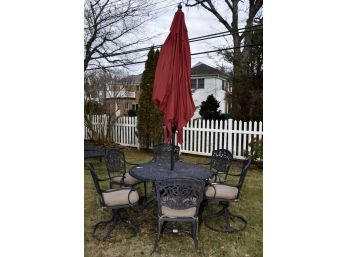 Black Wrought Iron Outdoor Table With Chairs And Umbrella