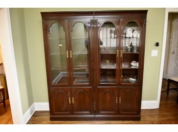 Pair Of Mahogany Lighted Cabinets