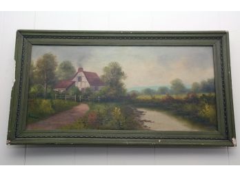 'House On The Stream' Framed Art - 27 X 15