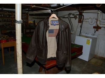 Vintage Leather Bomber Jacket- Mens XL