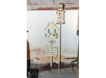 Hand Painted Folk Art Grandma Sign And Birdhouse