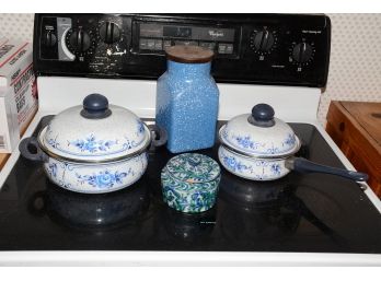 Vintage Blue Enamel Cookware