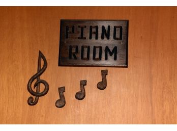 'piano Room' Wooden Door Sign And Musical Notes