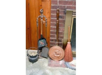 Fireplace Tool Lot With Bed Warmer