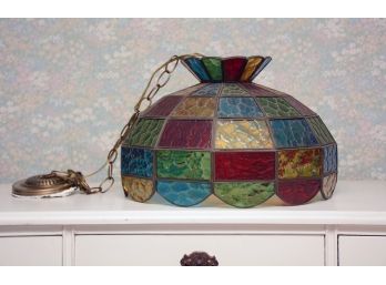 Vintage Stained Glass Light Fixture - 16' Diameter