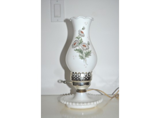 Vintage Flower Print Milk Glass Lamp