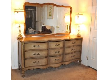 Vintage Dovetail Jointed Oak Dresser With Mirror