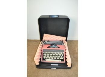 Vintage Olympia De-Luxe Pink Typewriter With Case