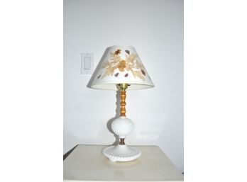 Vintage Milk Glass And Wood Lamp