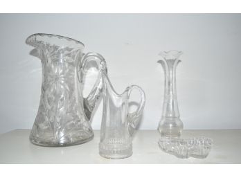 Lot Of Crystal Pitcher And More