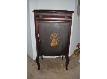 Antique Queen Anne Mahogany Hand Painted Music Cabinet Filled With Sheet Music