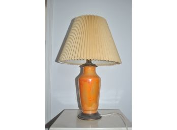 Vintage Orange Lusterware Lamp