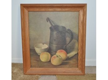 Henk Bos Framed Oil On Canvas Painting Still Life 'Tankard And Peaches'