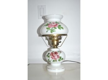 Vintage Painted Glass Hurricane Lamp