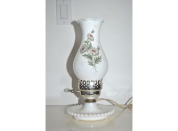 Vintage Flower Print Milk Glass Lamp