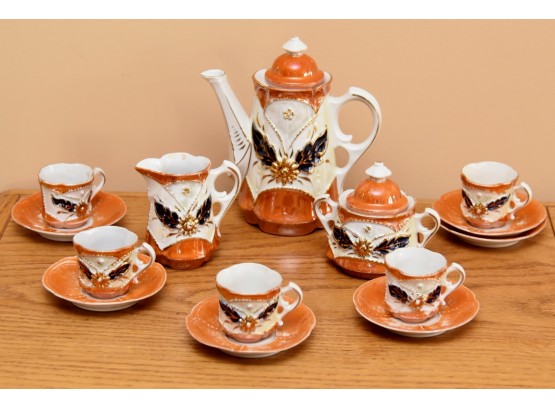 Antique German Orange Bavaria Lusterware Tea Set