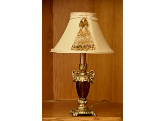 Lovely Small Amber Glass And Brass Table Lamp