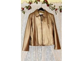 Vintage Gold Leather Womans Jacket