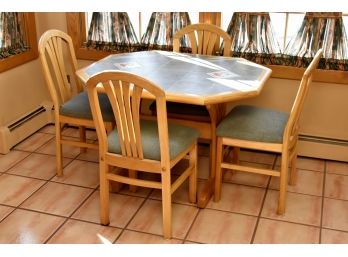 Custom Octogonal Tile Tip Kitchen Table With 4 Chairs