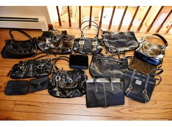 Assortment Of Black Handbags And Pocketbooks
