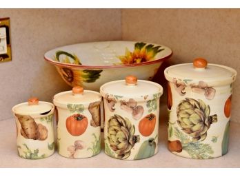 Lovely Kitchen Canister Set With Fruit Bowl