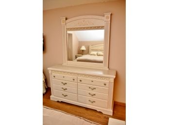 White Washed Oak Dresser And Mirror